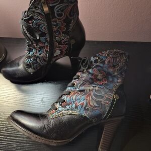 Floral Patterned Ankle Boots